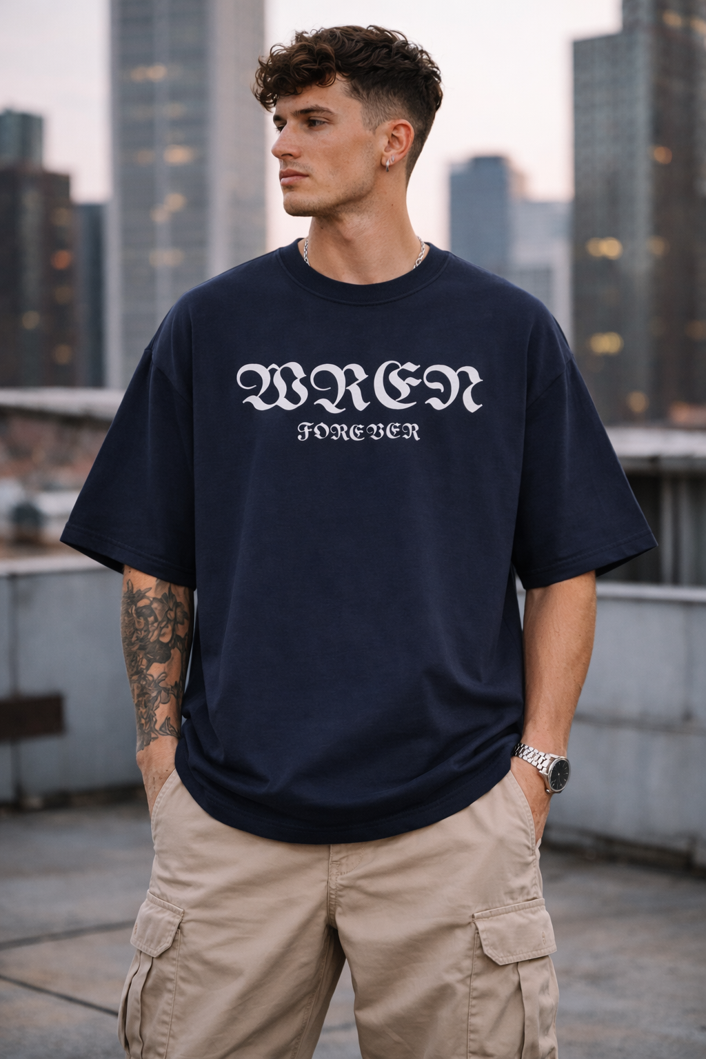 Astrae ! Navy Blue premium oversized T-Shirt