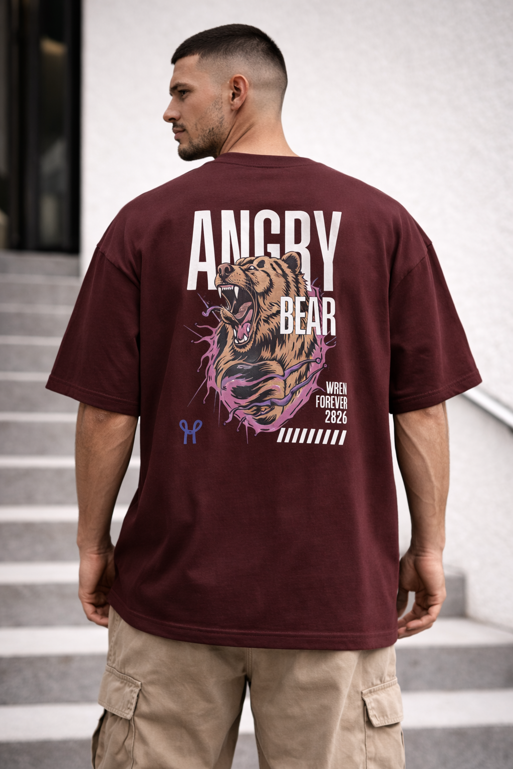 BEAR Oversized Classic Maroon T-Shirt