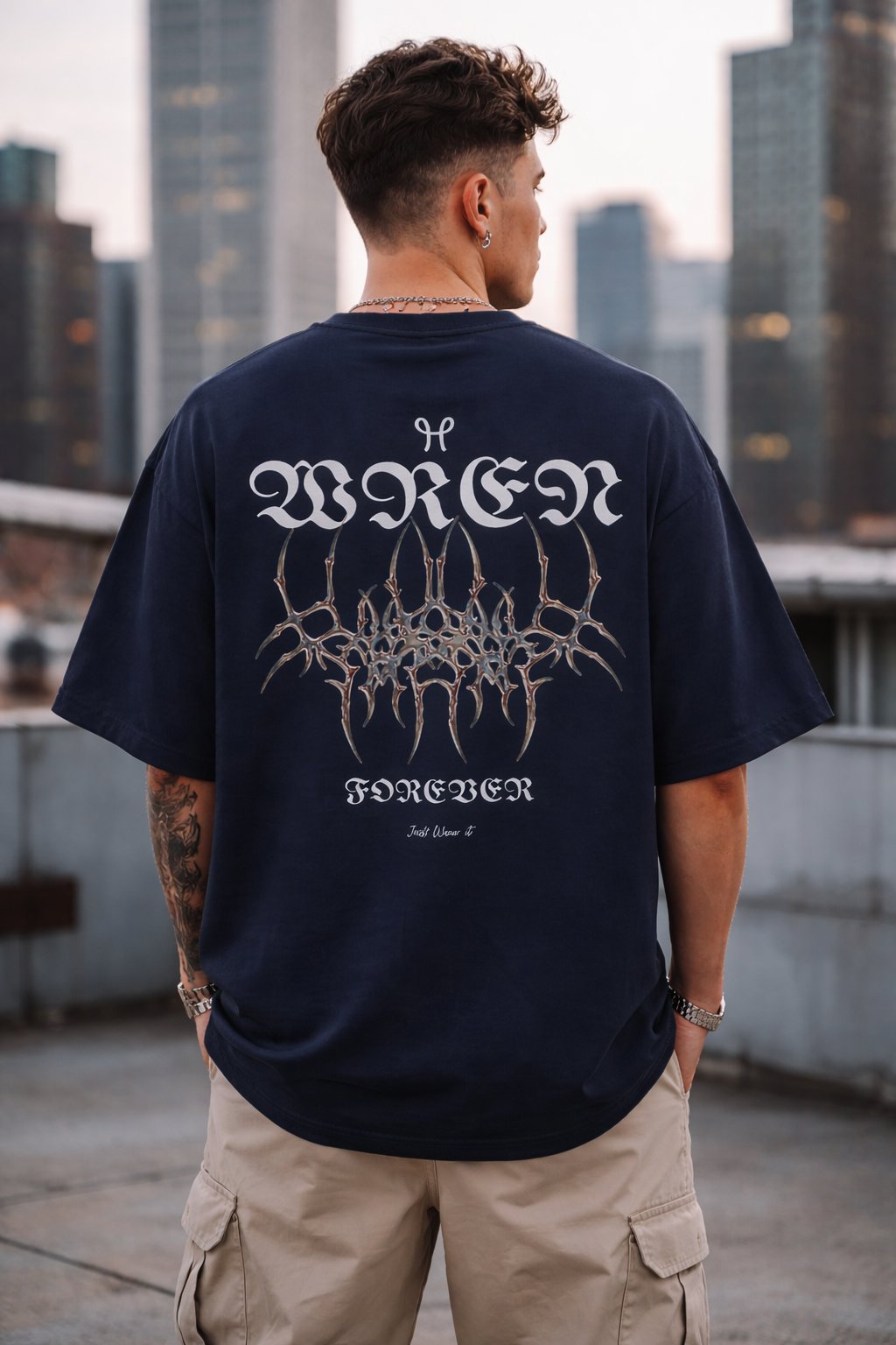 Astrae ! Navy  Blue premium  oversized  T-Shirt