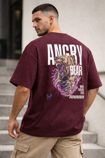 BEAR Oversized Classic Maroon T-Shirt