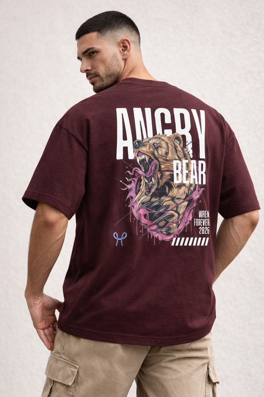 BEAR Oversized Classic Maroon T-Shirt