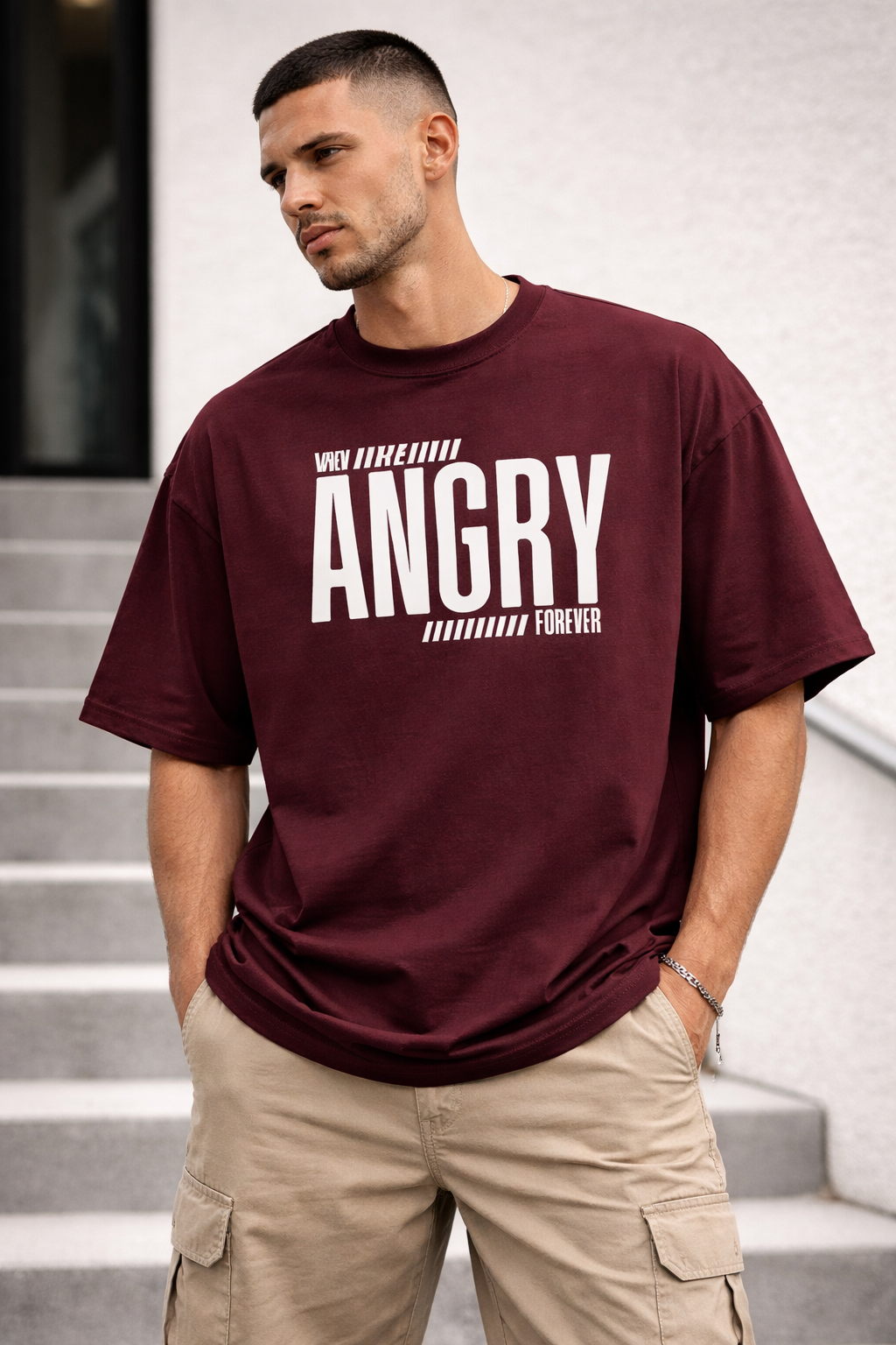 BEAR Oversized Classic Maroon T-Shirt