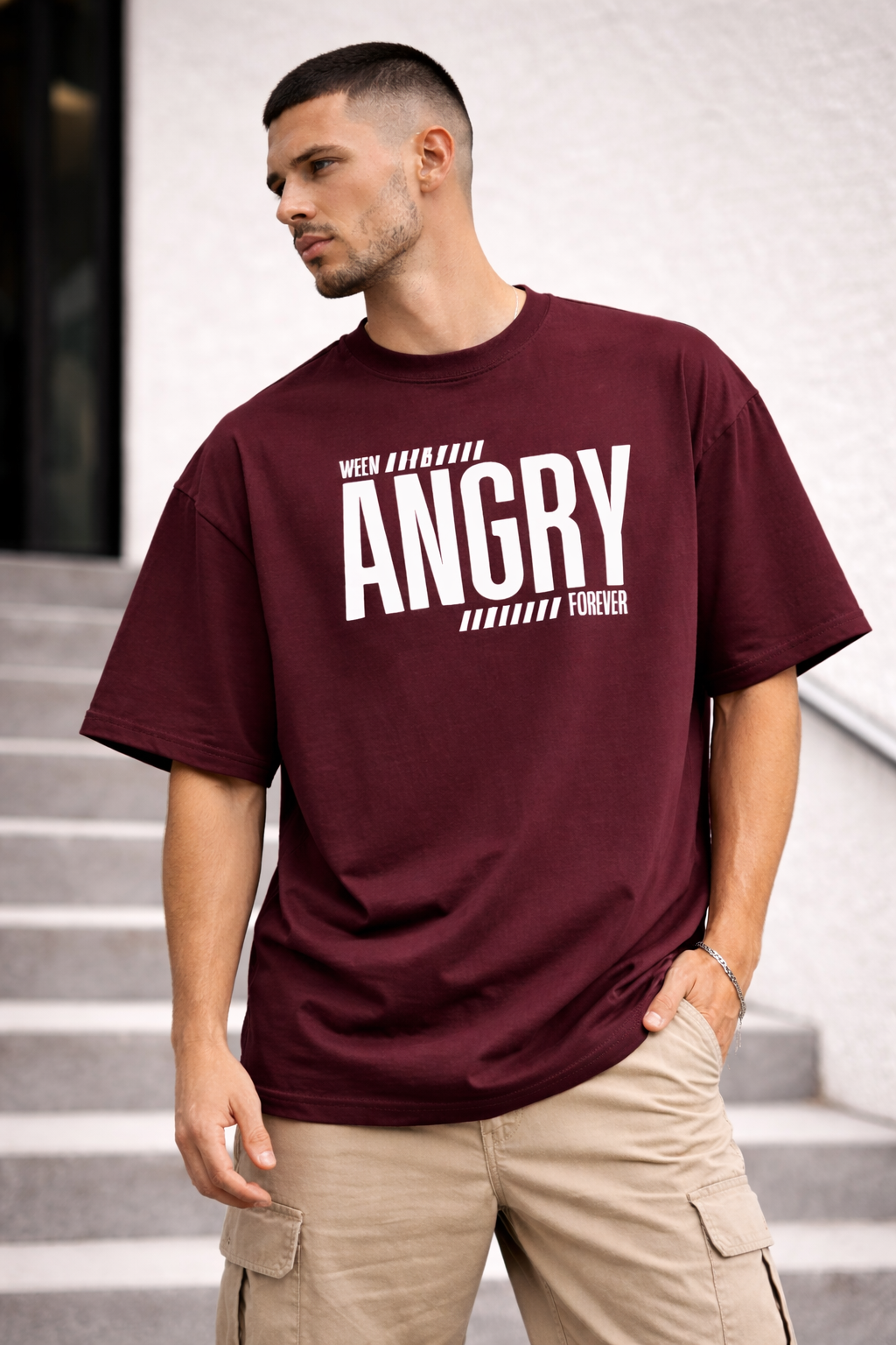 BEAR Oversized Classic Maroon T-Shirt