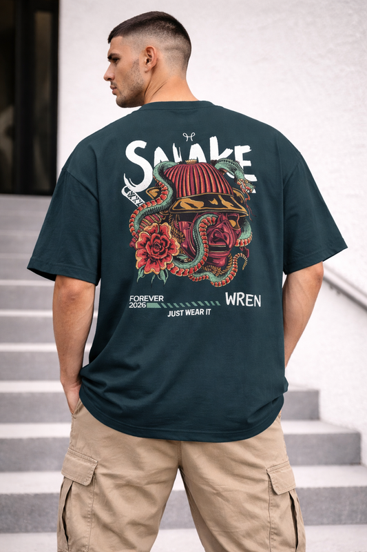 Snake Oversized Classic Petrol Blue T-Shirt